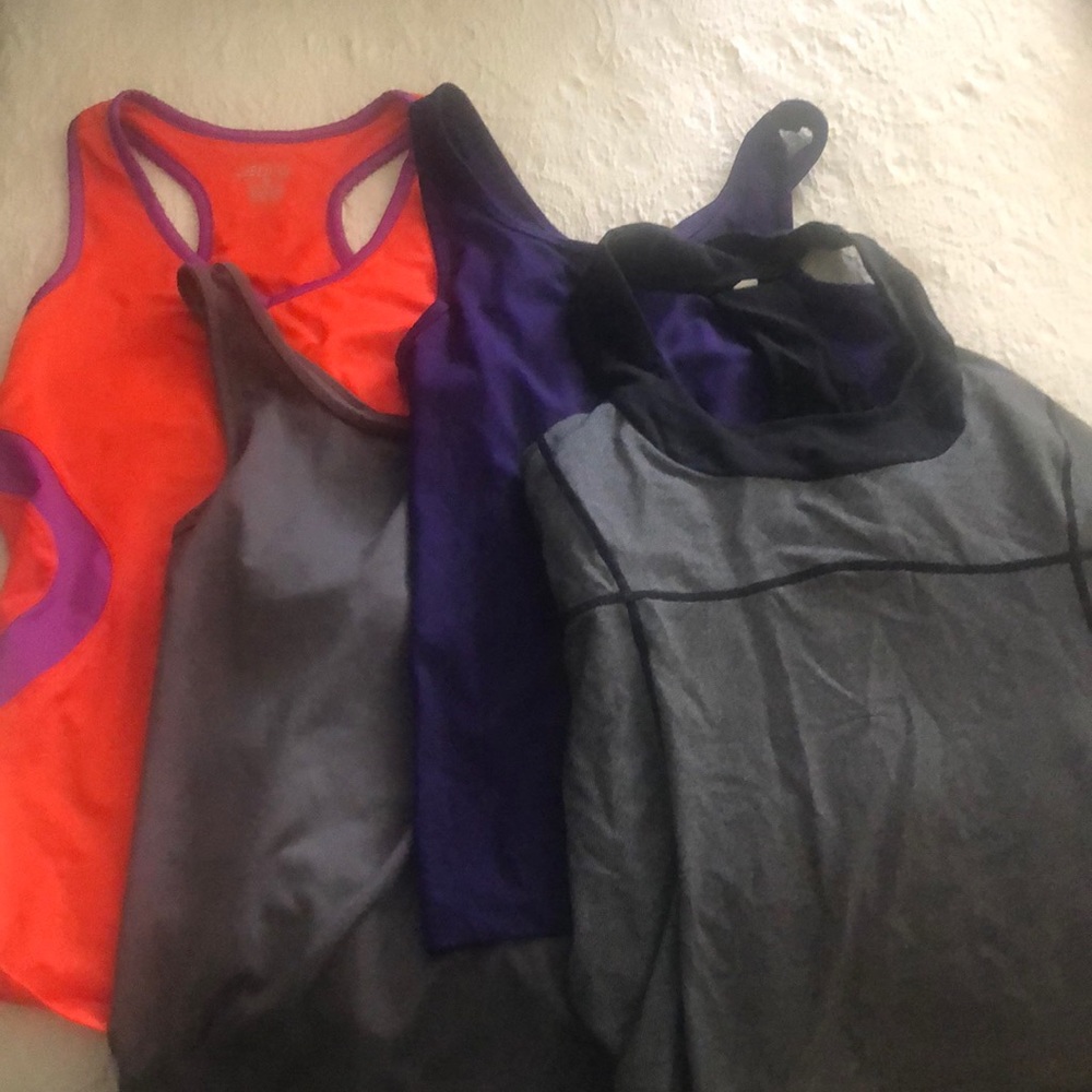 1 lululemon tank with built-in bra + 3 other tanks